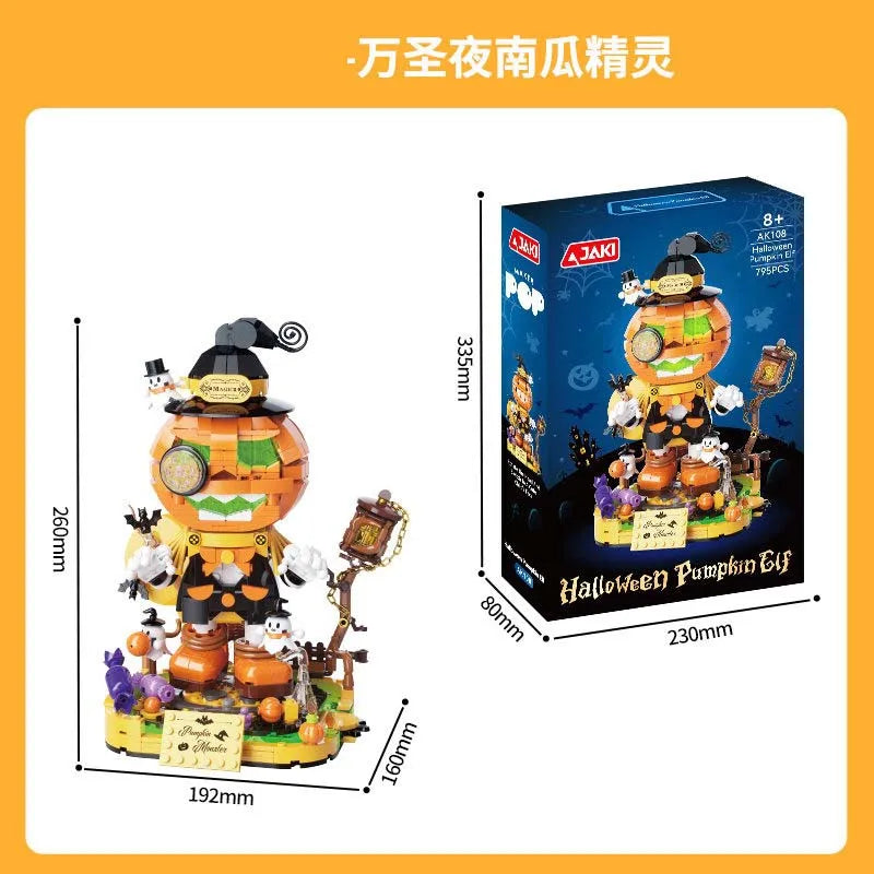 Halloween Pumpkin Head Building Block Set for Creative Play - 50 Pieces