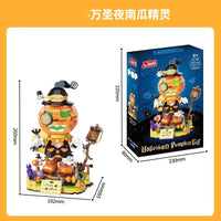 HKM-635539 Halloween Pumpkin Head Building Block Set for Creative Play - 50 Pieces