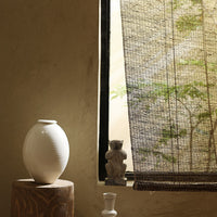 HKM-635603 Japanese Ramie Roller Blind for Tea Rooms - Semi-Shading, Plain Beige Design, Available in Multiple Widths
