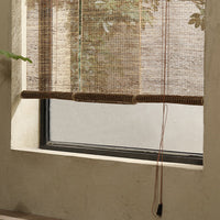 HKM-635603 Japanese Ramie Roller Blind for Tea Rooms - Semi-Shading, Plain Beige Design, Available in Multiple Widths