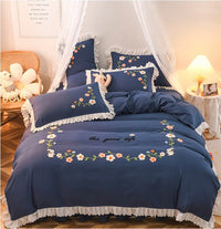 HKM-635731 Embroidered Wind Ruffled Duvet Cover Set for Single Bed - 3 Piece