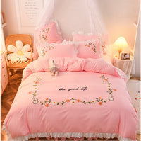 HKM-635731 Embroidered Wind Ruffled Duvet Cover Set for Single Bed - 3 Piece