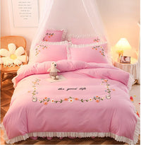 HKM-635731 Embroidered Wind Ruffled Duvet Cover Set for Single Bed - 3 Piece