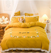HKM-635731 Embroidered Wind Ruffled Duvet Cover Set for Single Bed - 3 Piece
