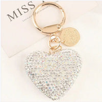HKM-635731 Metal Heart Shape Keychain with Crystal Rhinestones and Tassel - Purple Bling Accessory