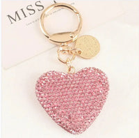 HKM-635731 Metal Heart Shape Keychain with Crystal Rhinestones and Tassel - Purple Bling Accessory