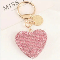 HKM-635731 Metal Heart Shape Keychain with Crystal Rhinestones and Tassel - Purple Bling Accessory