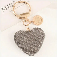 HKM-635731 Metal Heart Shape Keychain with Crystal Rhinestones and Tassel - Purple Bling Accessory