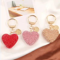 HKM-635731 Metal Heart Shape Keychain with Crystal Rhinestones and Tassel - Purple Bling Accessory