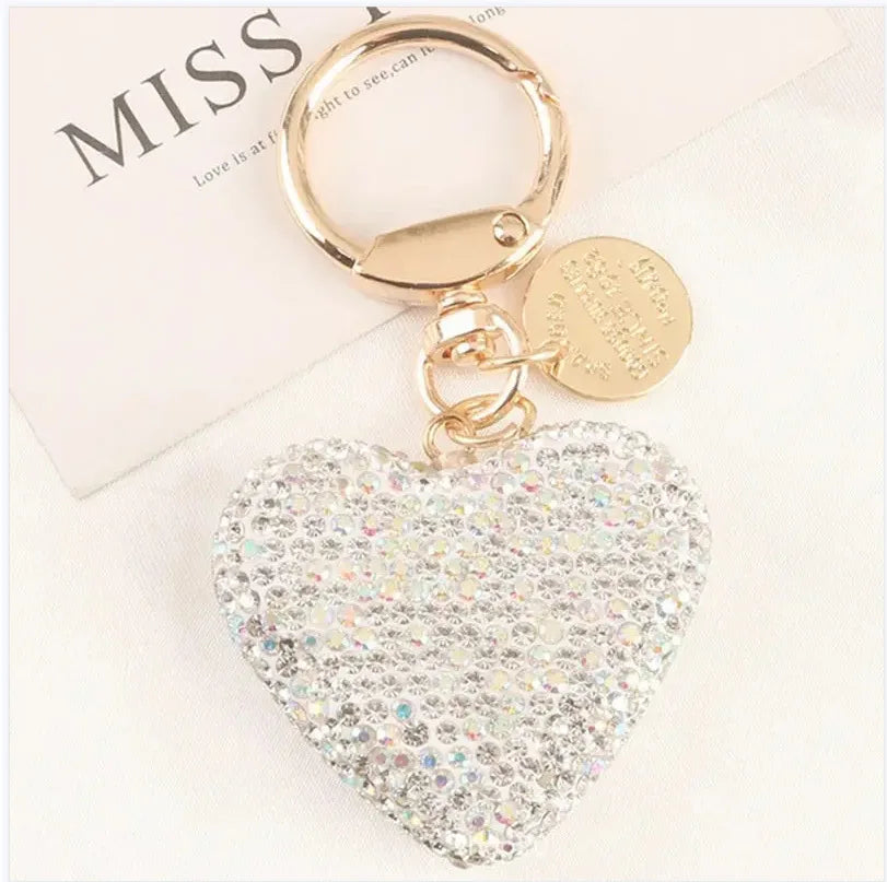 HKM-635731 Metal Heart Shape Keychain with Crystal Rhinestones and Tassel - Purple Bling Accessory