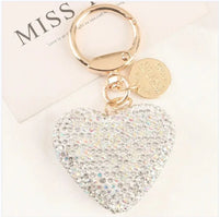HKM-635731 Metal Heart Shape Keychain with Crystal Rhinestones and Tassel - Purple Bling Accessory
