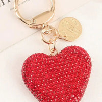 HKM-635731 Metal Heart Shape Keychain with Crystal Rhinestones and Tassel - Purple Bling Accessory