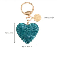 HKM-635731 Metal Heart Shape Keychain with Crystal Rhinestones and Tassel - Purple Bling Accessory