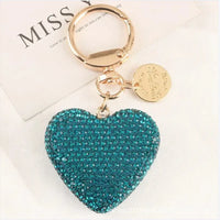 HKM-635731 Metal Heart Shape Keychain with Crystal Rhinestones and Tassel - Purple Bling Accessory