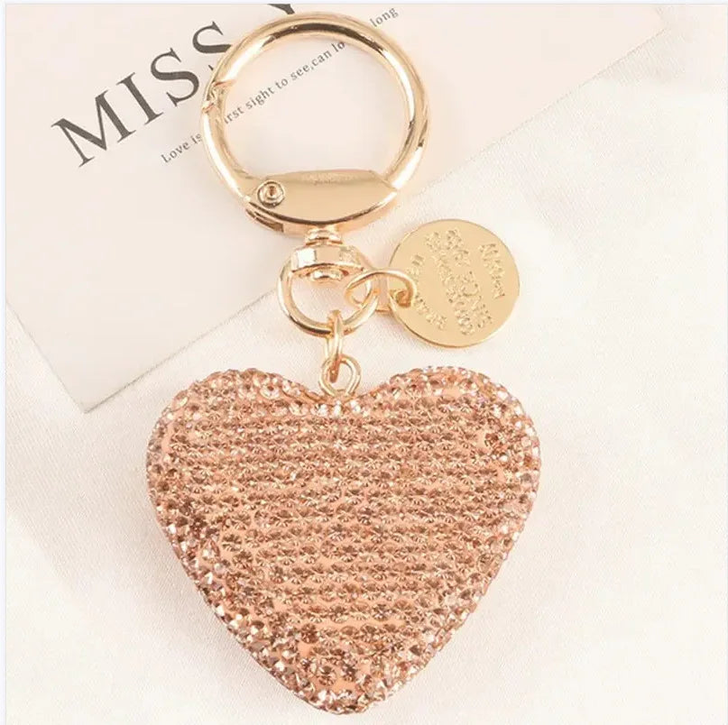 HKM-635731 Metal Heart Shape Keychain with Crystal Rhinestones and Tassel - Purple Bling Accessory