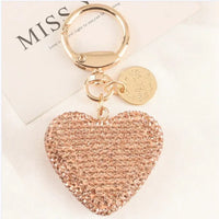 HKM-635731 Metal Heart Shape Keychain with Crystal Rhinestones and Tassel - Purple Bling Accessory