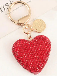 HKM-635731 Metal Heart Shape Keychain with Crystal Rhinestones and Tassel - Purple Bling Accessory