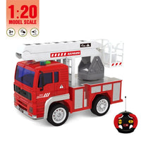 HKM-635859 1:20 Scale RC Fire Truck Toy with Extendable Ladder for Kids Ages 2-7
