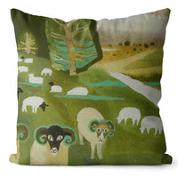 HKM-635859 Home Art Double-Sided Velvet and Linen Oil Painting Pillow Cover - 45x45cm