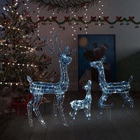 HKM-635859 LED Acrylic Reindeer Family Decoration with 300 Warm White Lights, 70x41x128 cm
