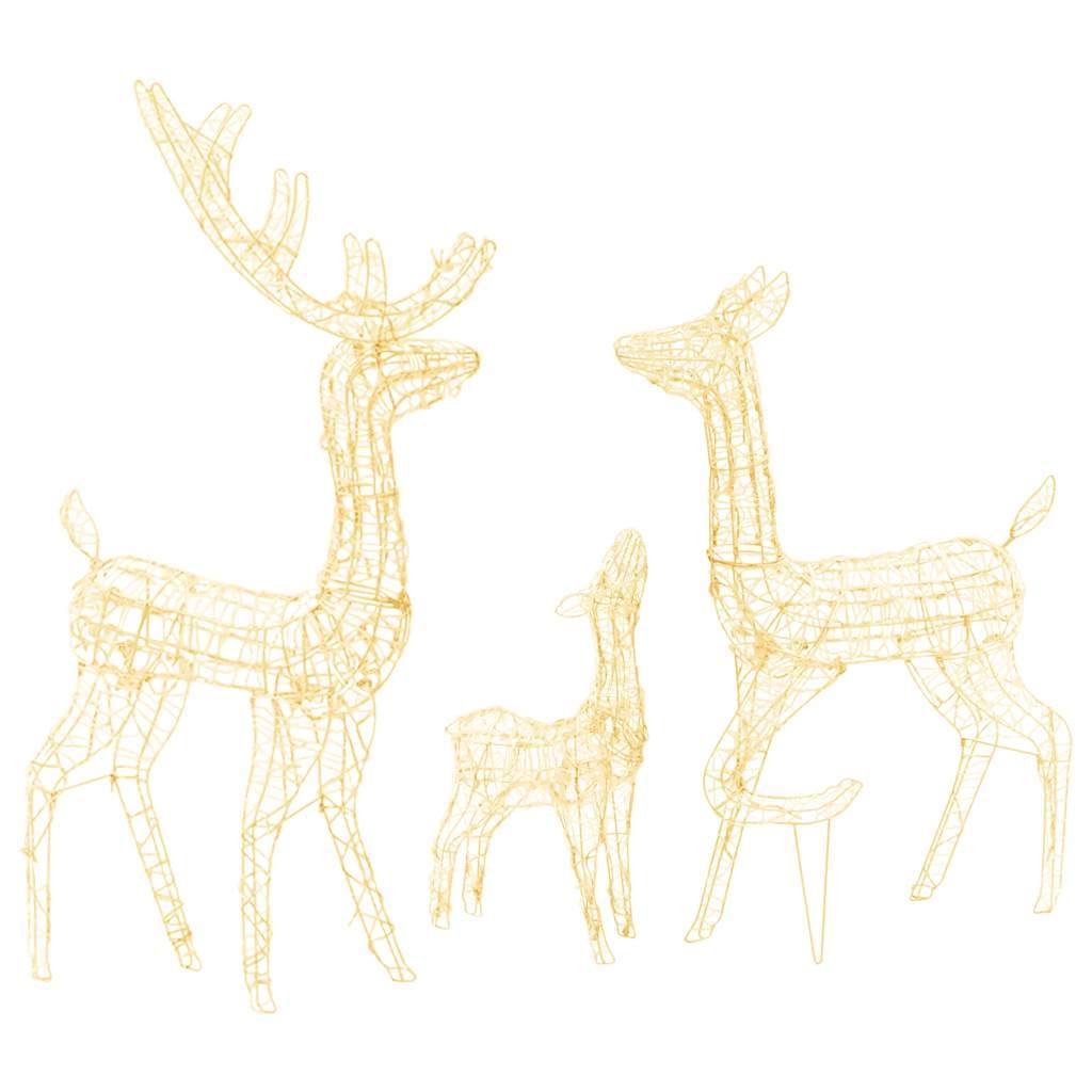 HKM-635859 LED Acrylic Reindeer Family Decoration with 300 Warm White Lights, 70x41x128 cm