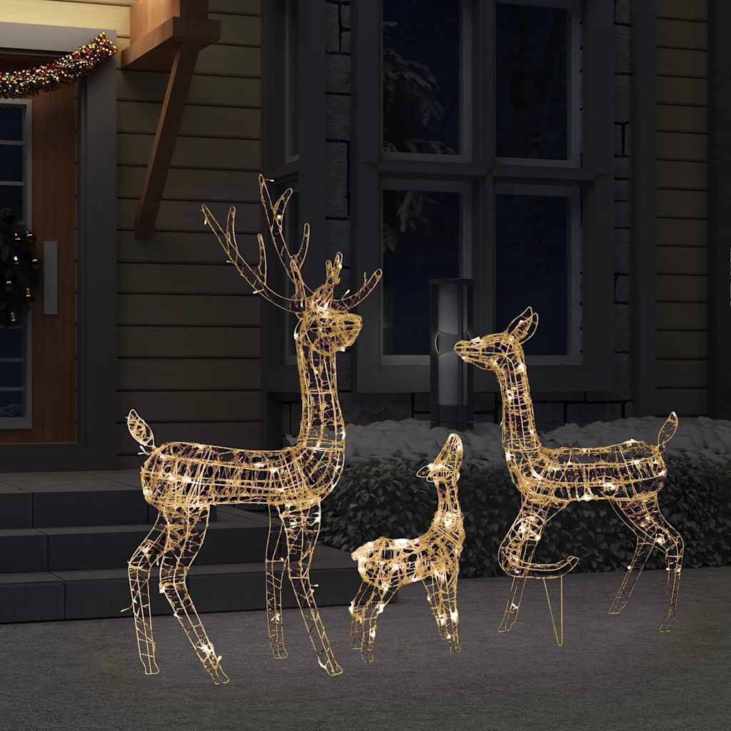 HKM-635859 LED Acrylic Reindeer Family Decoration with 300 Warm White Lights, 70x41x128 cm