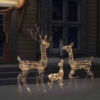 HKM-635859 LED Acrylic Reindeer Family Decoration with 300 Warm White Lights, 70x41x128 cm