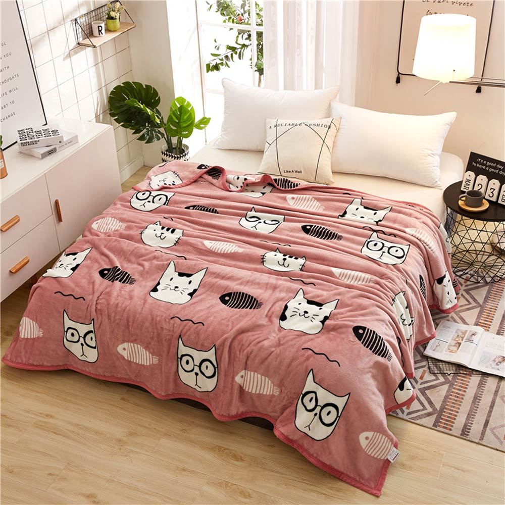 HKM-636051 Cozy Cartoon Coral Fleece Blanket for Autumn and Winter – Multiple Patterns Available