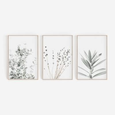 HKM-636051 Nordic Modern Canvas Painting with Floral and Leaf Patterns for Home Decoration