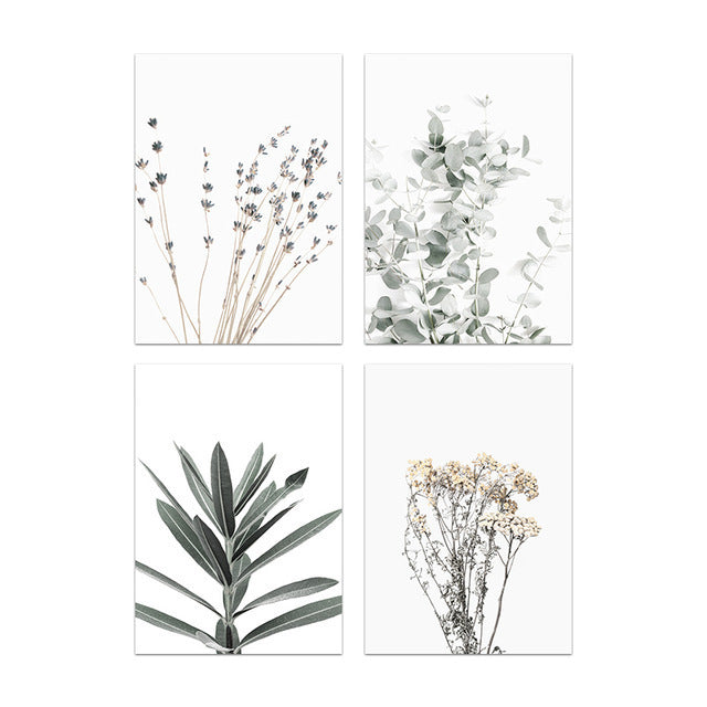 HKM-636051 Nordic Modern Canvas Painting with Floral and Leaf Patterns for Home Decoration