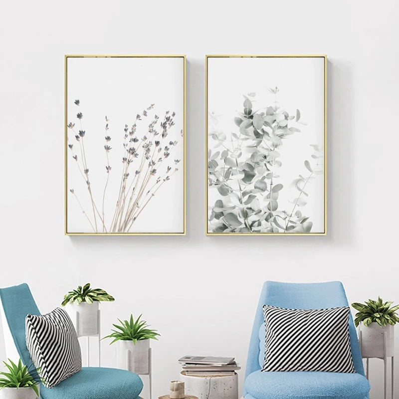 HKM-636051 Nordic Modern Canvas Painting with Floral and Leaf Patterns for Home Decoration