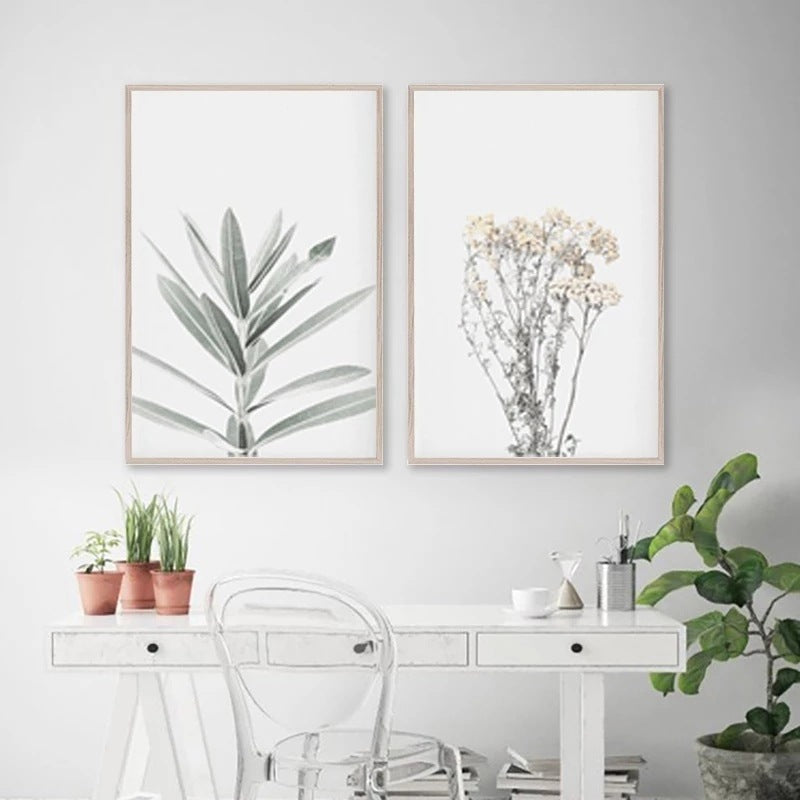 HKM-636051 Nordic Modern Canvas Painting with Floral and Leaf Patterns for Home Decoration