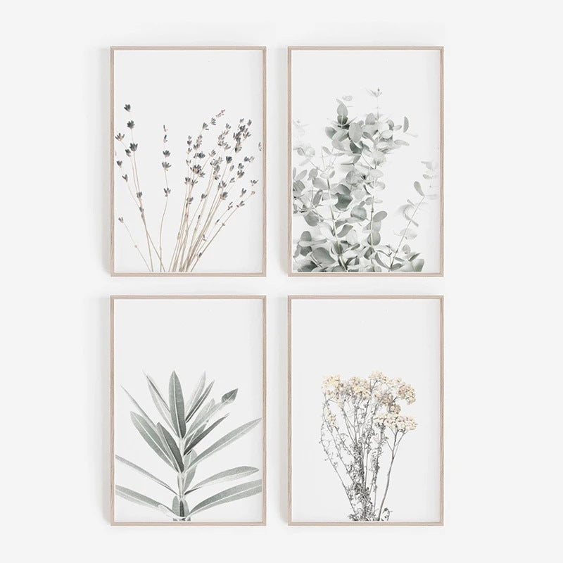 HKM-636051 Nordic Modern Canvas Painting with Floral and Leaf Patterns for Home Decoration
