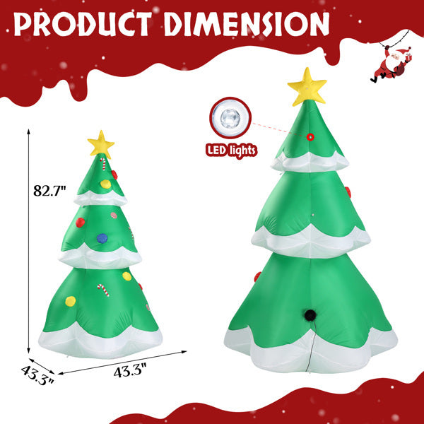 HKM-636179 6.9ft Inflatable Christmas Tree with LED Lights and Decorative Star Topper