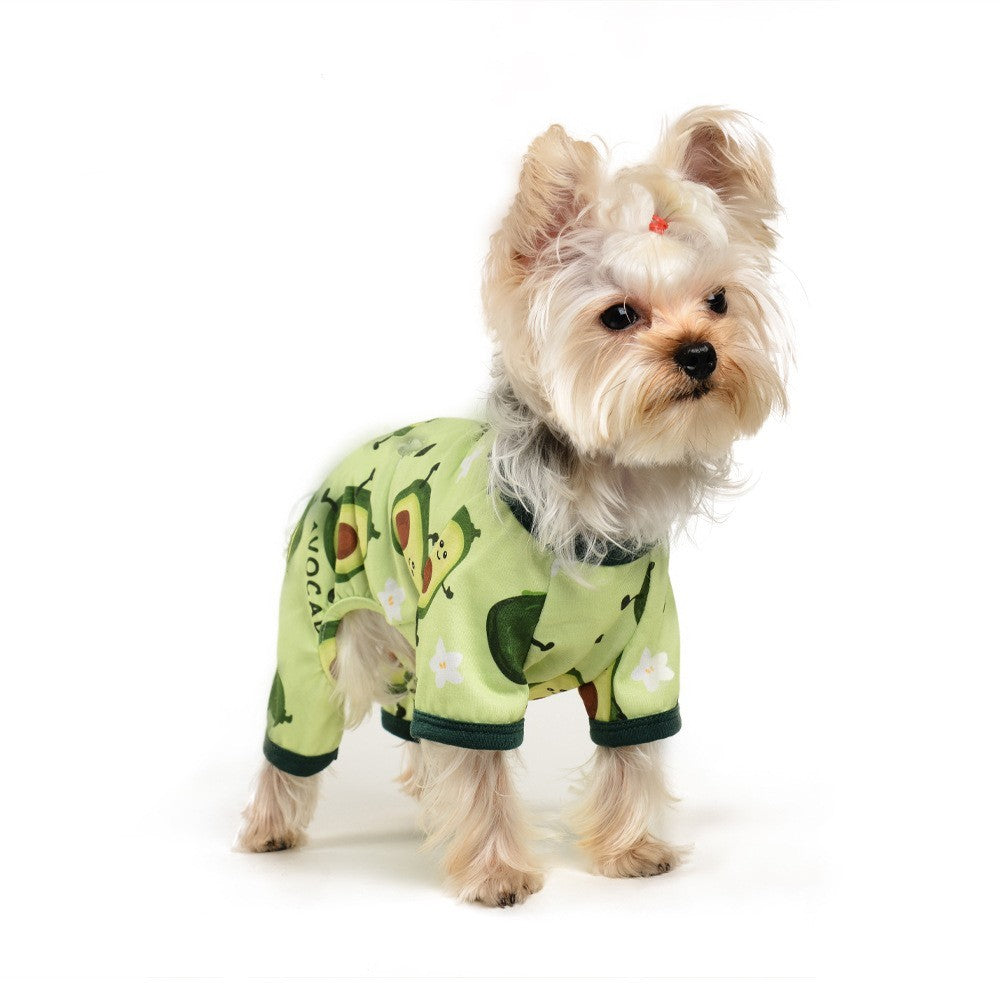 HKM-636307 Stylish Grass Green Cotton Pajamas Jumpsuit for Dogs - Four Seasons Pet Clothing