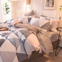 HKM-636371 Leopard and Floral Print Cotton Velvet 4-Piece Bedding Set - Duvet Cover, Sheets, Pillowcases