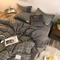 HKM-636371 Leopard and Floral Print Cotton Velvet 4-Piece Bedding Set - Duvet Cover, Sheets, Pillowcases