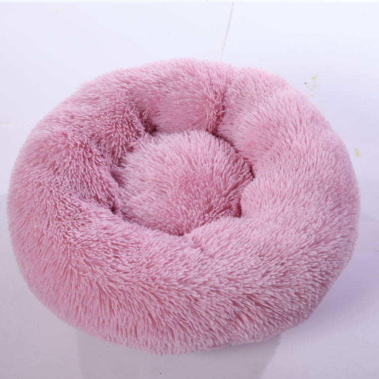 HKM-636435 Small Dogs Round Plush Cat Litter Kennel Pet Nest Mat Puppy Beds