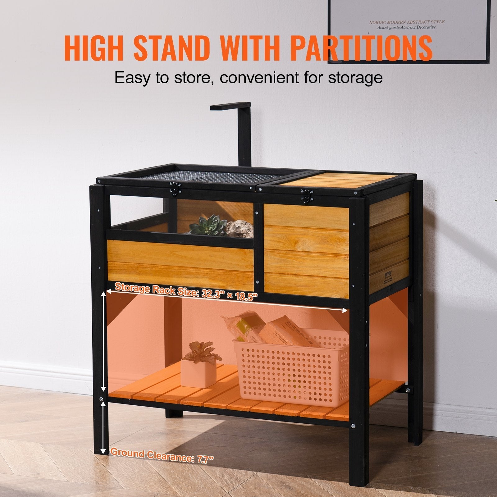 HKM-636563 Cedar Wooden Tortoise Habitat with Dual Rooms for Indoor and Outdoor Use