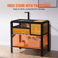 HKM-636563 Cedar Wooden Tortoise Habitat with Dual Rooms for Indoor and Outdoor Use