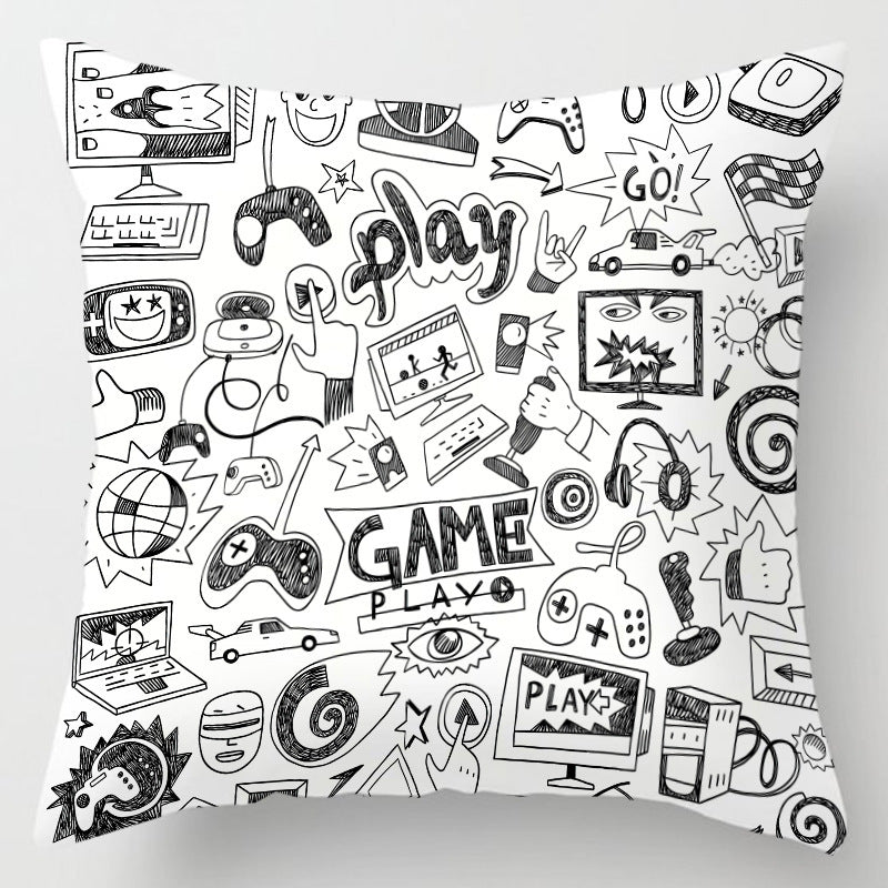 KTX-636819 Gaming-Inspired Cartoon Pillowcase - Modern Minimalist Peach Skin, 45x45cm