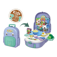 HKM-636883 2-in-1 Intelligent Kitchen Backpack Play Set for Kids - Vegetable Food Cooking Game