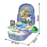 HKM-636883 2-in-1 Intelligent Kitchen Backpack Play Set for Kids - Vegetable Food Cooking Game