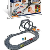 HKM-637011 High-Speed Electric Slot Car Race Track Set - 1:64 Scale Unisex Toy for Ages 5 and Up