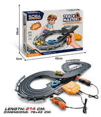 HKM-637011 High-Speed Electric Slot Car Race Track Set - 1:64 Scale Unisex Toy for Ages 5 and Up