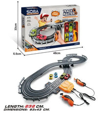 HKM-637011 High-Speed Electric Slot Car Race Track Set - 1:64 Scale Unisex Toy for Ages 5 and Up