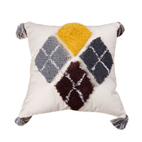 HKM-637203 Embroidered Tufted Gray and Black Square Cushion with Core for Nordic Home Decor
