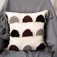HKM-637203 Embroidered Tufted Gray and Black Square Cushion with Core for Nordic Home Decor