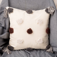 HKM-637203 Embroidered Tufted Gray and Black Square Cushion with Core for Nordic Home Decor