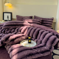 HKM-637203 Milk Fiber Thick Rabbit Fur Four-Piece Bedding Set - Soft, Warm, Breathable for Autumn and Winter